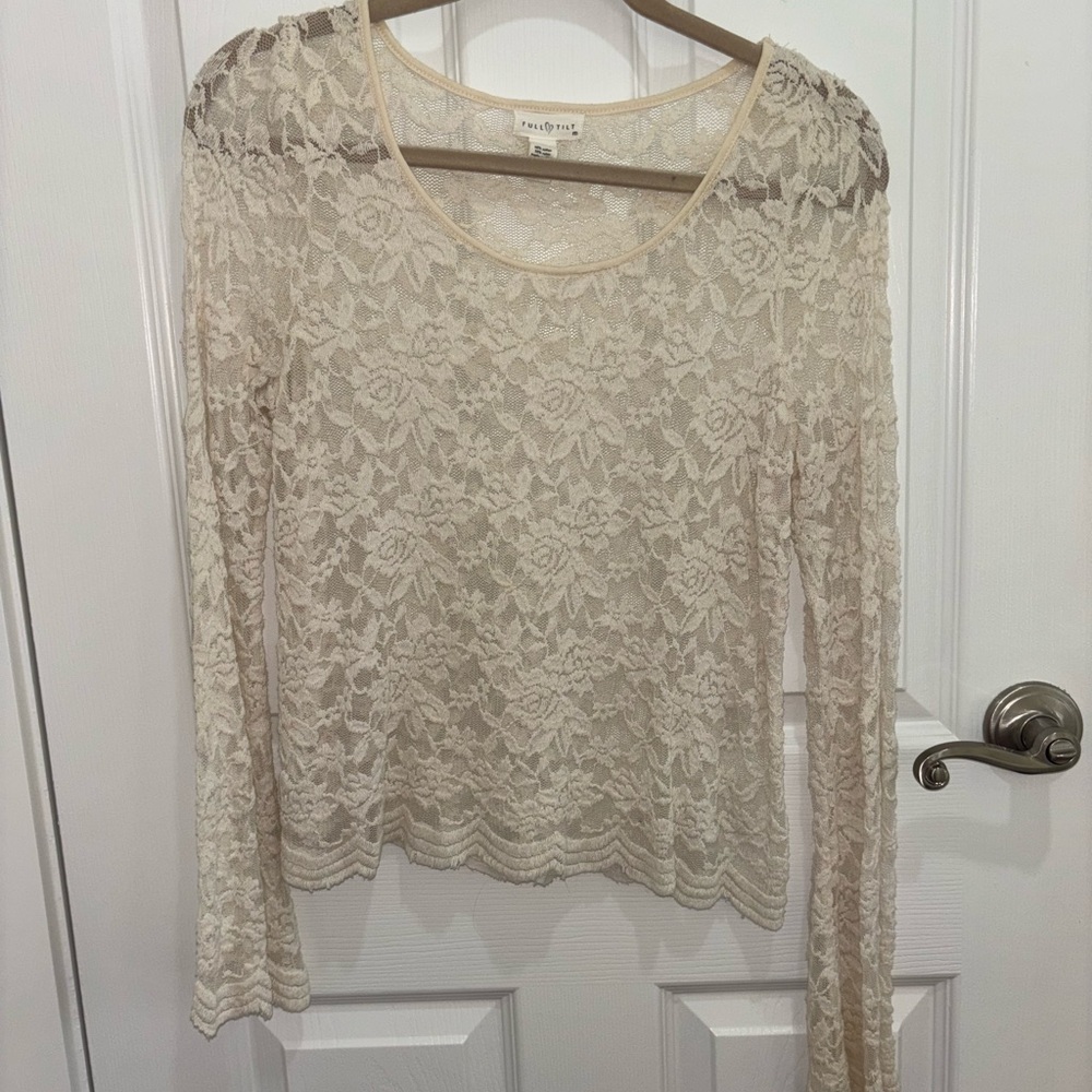 FULL TILT Ivory Lace Long Sleeve Blouse